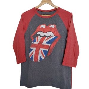 Rolling Stones 3/4 Length Band Tee Grey & Red. Medium.